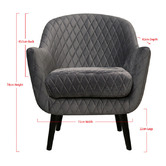 Brooklyn and Bella Quilted Velvet Club Chair with Black Legs