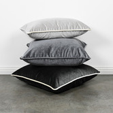 Brooklyn and Bella Pebble Grey Luxury Piped Velvet Cushion