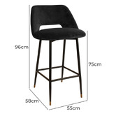 Brooklyn and Bella 75cm Presley Velvet Barstool