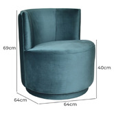 Brooklyn and Bella Steel Blue Claire Velvet Swivel Chair