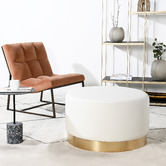 Brooklyn and Bella Medium Round Aryal Faux Leather Ottoman