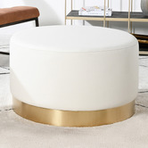 Brooklyn and Bella Medium Round Aryal Faux Leather Ottoman