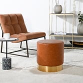 Brooklyn and Bella Small Round Aryal Faux Leather Ottoman