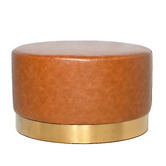 Brooklyn and Bella Medium Round Aryal Faux Leather Ottoman