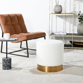 Brooklyn and Bella Small Round Aryal Faux Leather Ottoman