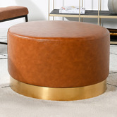 Brooklyn and Bella Medium Round Aryal Faux Leather Ottoman