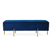 Brooklyn and Bella Pereira Diamond Quilted Velvet Ottoman