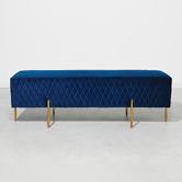 Brooklyn and Bella Pereira Diamond Quilted Velvet Ottoman
