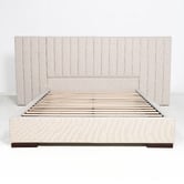 Brooklyn and Bella Oatmeal Cecilia Upholstered Bed Frame with Extended Bedhead