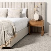 Brooklyn and Bella Oatmeal Cecilia Upholstered Bed Frame with Extended Bedhead
