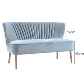 Brooklyn and Bella Blue Grey Coco 2 Seater Velvet Sofa