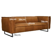 Brooklyn and Bella Winston 3 Seater Cowhide Leather Sofa