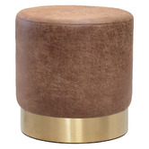Brooklyn and Bella Small Round Aryal Faux Leather Ottoman