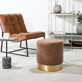 Brooklyn and Bella Small Round Aryal Faux Leather Ottoman