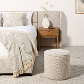 Brooklyn and Bella Oatmeal Aubin Oversized Wingback Upholstered Bedhead