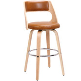 Rowland &amp; Archibald Zurich Modern Faux Leather &amp; Wood Barstools