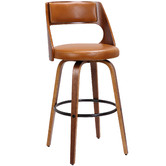 Rowland &amp; Archibald Zurich Modern Faux Leather &amp; Wood Barstools