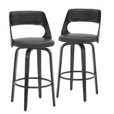 Rowland &amp; Archibald Zurich Modern Faux Leather &amp; Wood Barstools