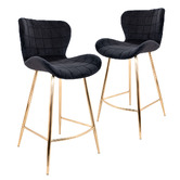 Rowland &amp; Archibald 62cm Landry Velvet Bar Stools