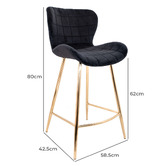 Rowland &amp; Archibald 62cm Landry Velvet Bar Stools