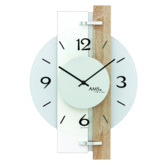 AMS Contemporary Wooden Panel Quartz Wall Clock