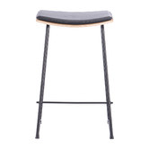 Oslo Home 66cm Black &amp; Oak Columbus Leather Barstool