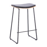 Oslo Home 66cm Black &amp; Oak Columbus Leather Barstool