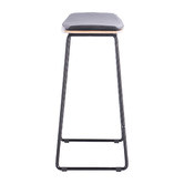 Oslo Home 66cm Black &amp; Oak Columbus Leather Barstool