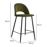 Oslo Home 65cm Lantis Velvet Bar Stools