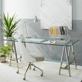 Furniture Market Stainless Steel &amp; Glass Venus Desk
