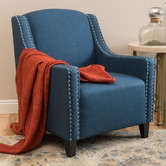 Furniture Market Dark Blue Davenport Fabric Armchair