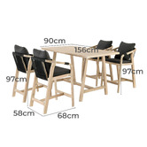Vibrant Living 4 Seater Aria Bar Table &amp; Chair Set