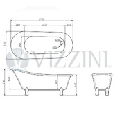 Agnella Bathroom Violina 1750mm Slipper Acrylic Claw Foot Bath