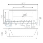 Agnella Bathroom Taliano 1500mm Free Standing Bath