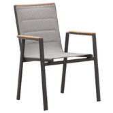 Indosoul Charcoal Madrid Aluminium &amp; Teak Outdoor Dining Chair