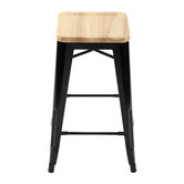 Milan Direct 65cm Tolix Replica with Timber Seat Barstools