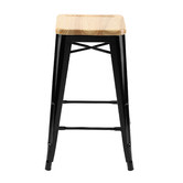 Milan Direct 65cm Tolix Replica with Timber Seat Barstools