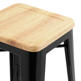 Milan Direct 65cm Tolix Replica with Timber Seat Barstools