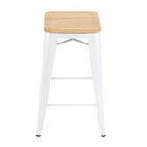 Milan Direct 65cm Tolix Replica with Timber Seat Barstools