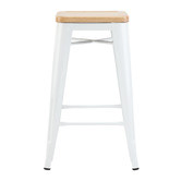 Milan Direct 65cm Tolix Replica with Timber Seat Barstools