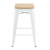 Milan Direct 65cm Tolix Replica with Timber Seat Barstools