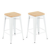 Milan Direct 65cm Tolix Replica with Timber Seat Barstools