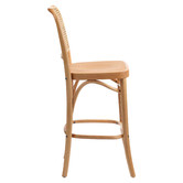 Milan Direct 65cm Natural Hoffmann Replica Beech Wood &amp; Rattan Barstool