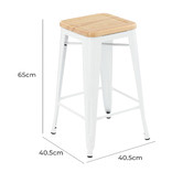 Milan Direct 65cm Tolix Replica with Timber Seat Barstools