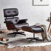 Milan Direct Eames Premium Replica Leather Lounge Chair &amp; Ottoman