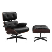 Milan Direct Eames Premium Replica Leather Lounge Chair &amp; Ottoman