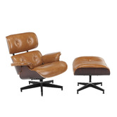 Milan Direct Eames Premium Replica Leather Lounge Chair &amp; Ottoman