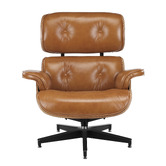 Milan Direct Eames Premium Replica Leather Lounge Chair &amp; Ottoman