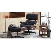 Milan Direct Eames Premium Replica Leather Lounge Chair &amp; Ottoman