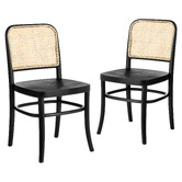 Milan Direct Hoffmann Replica Beech Wood &amp; Rattan Dining Side Chairs